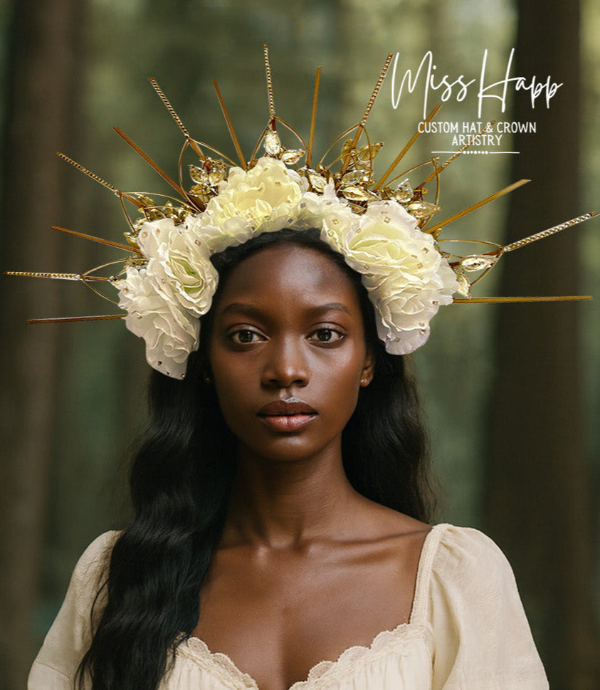 Golden White Helos Sunray Halo Crown [XLarge] – Red Hot Blue