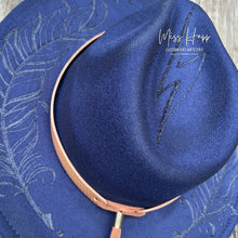 Load image into Gallery viewer, Boho lightening feather Fedora [navy]
