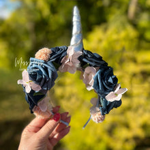 Load image into Gallery viewer, Moonshadow Blues Unicorn Flower crown [small]
