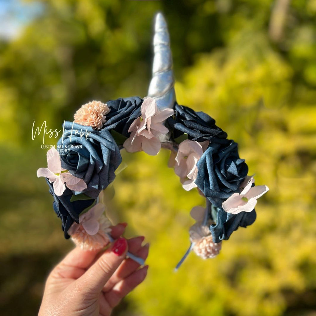 Moonshadow Blues Unicorn Flower crown [small]