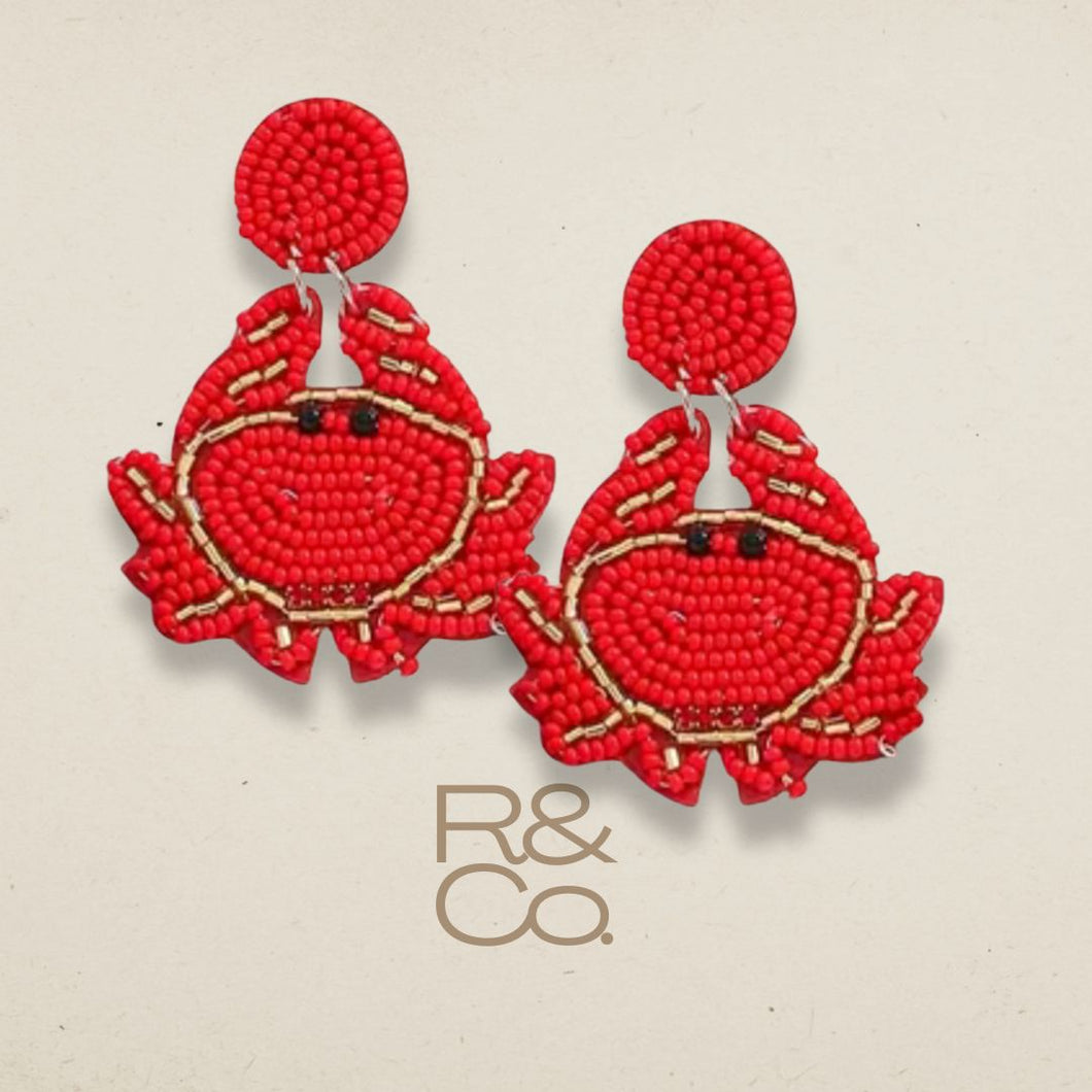 Crabbie Beaded Drop earrings [red]