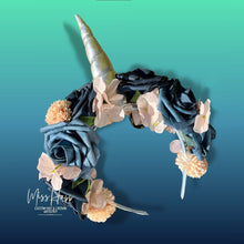 Load image into Gallery viewer, Moonshadow Blues Unicorn Flower crown [small]
