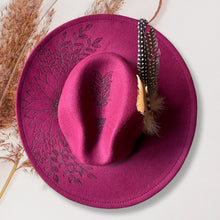 Load image into Gallery viewer, Lesle Sunflower Wide Brim Fedora [Burgundy]
