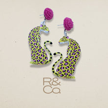 Load image into Gallery viewer, Jungle Leopard Drop earrings [pink/yellow
