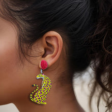 Load image into Gallery viewer, Jungle Leopard Drop earrings [pink/yellow
