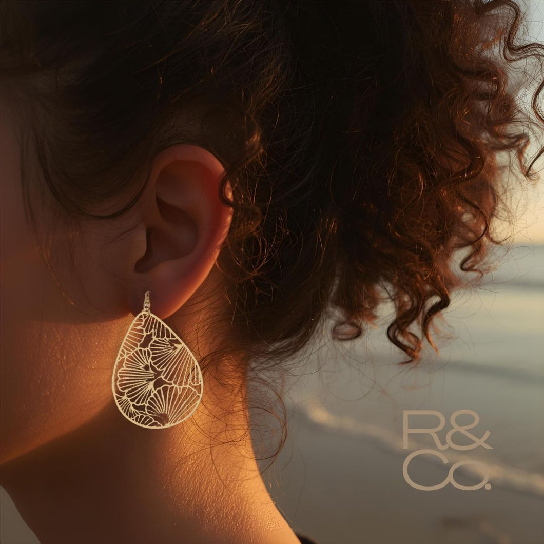 Ginko Water drop earrings [rose gold]