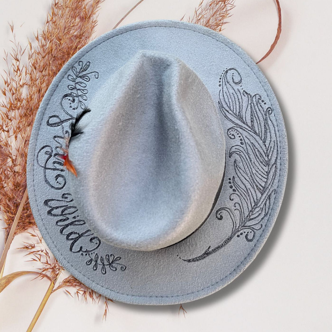 Bespoke Stay Wild Feather Fedora [Grey]