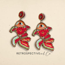 Load image into Gallery viewer, Gold Fish Beaded Drop earrings [orange]
