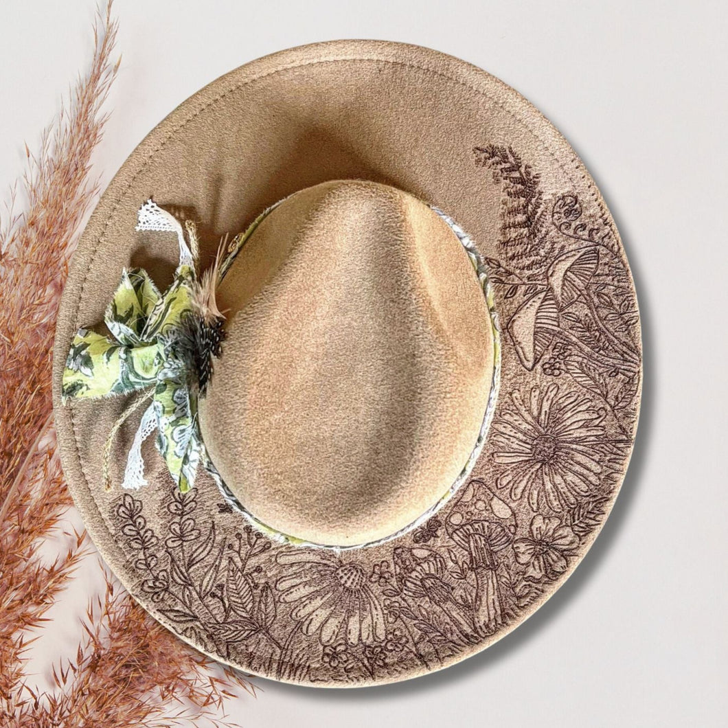 Cottage Core Botanical Fedora [Sand]