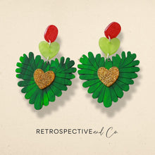 Load image into Gallery viewer, Sacred Heart Drop earrings [Green]

