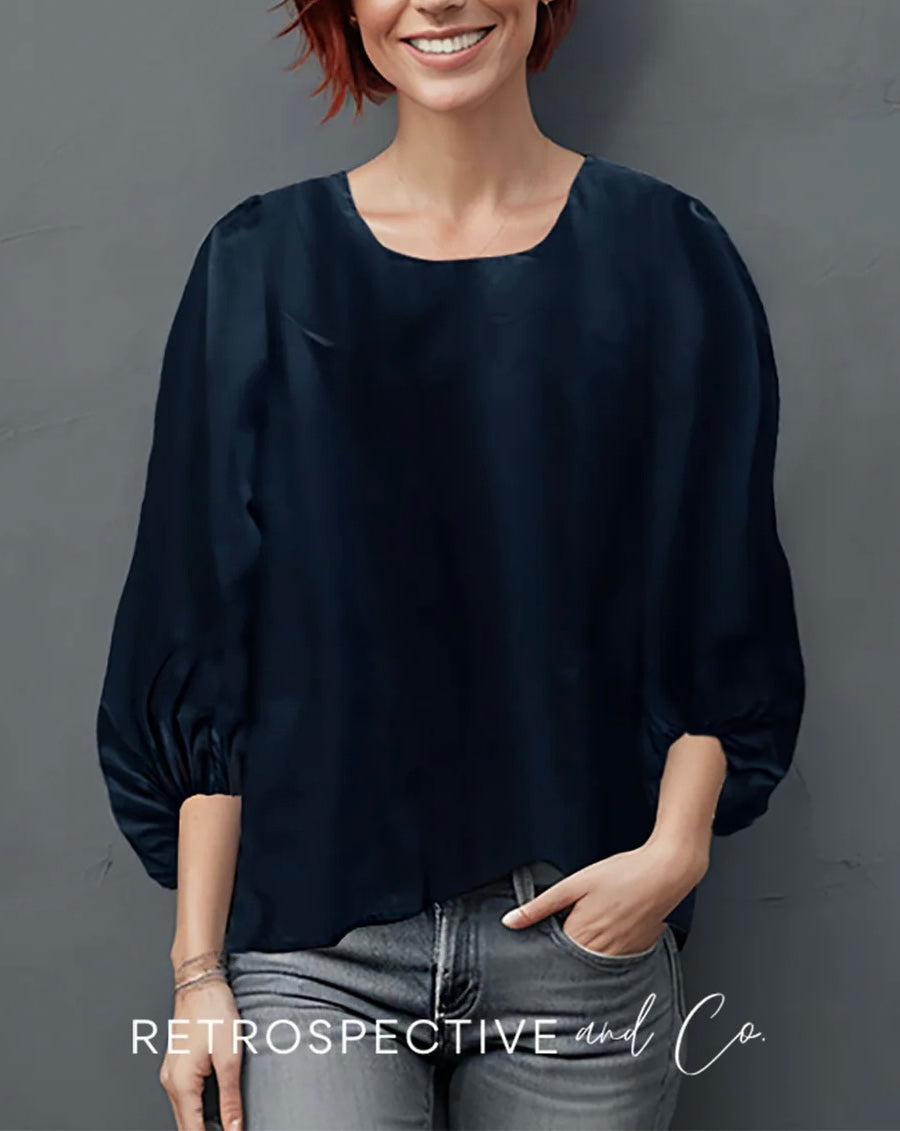 Tia Balloon sleeve Blouse [Black]