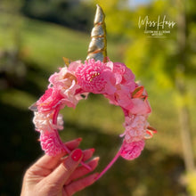 Load image into Gallery viewer, Sugarcloud Pink Unicorn Flower crown [small]
