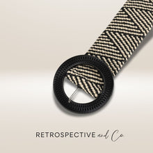Load image into Gallery viewer, Straw belt with woven buckle [Black/Cream]
