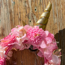 Load image into Gallery viewer, Sugarcloud Pink Unicorn Flower crown [small]

