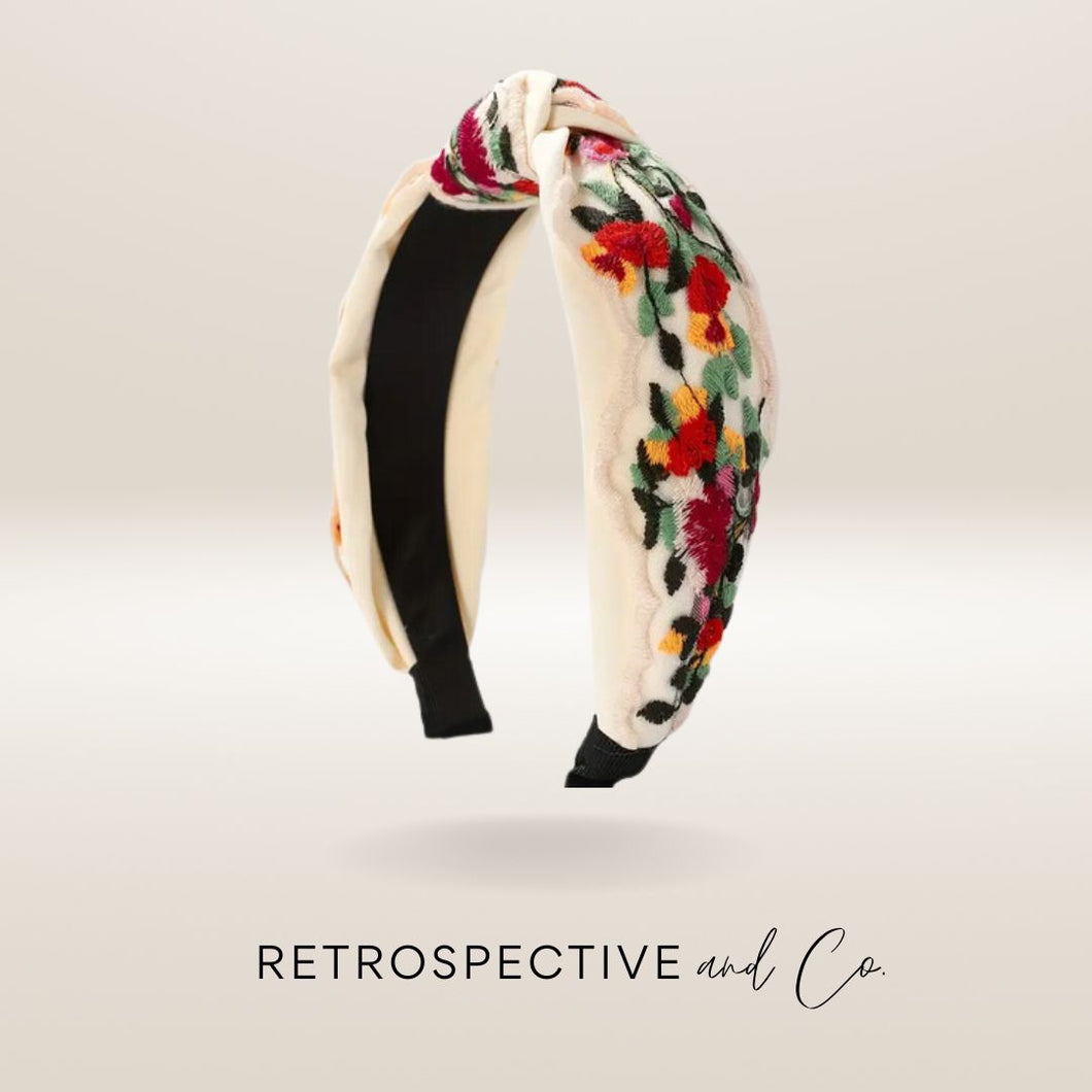 Embroidered knot Alice band