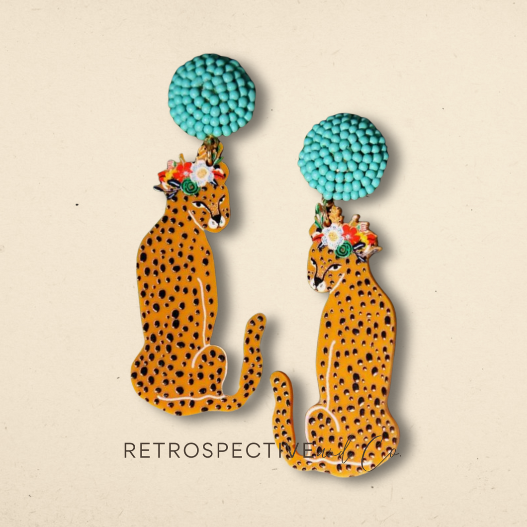 Jungle Leopard Drop earrings [Mustard]
