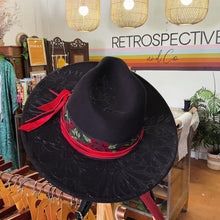 Load image into Gallery viewer, Rose senorita botanical Wide Brim Fedora [Black]
