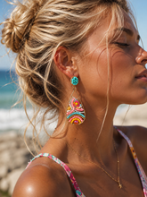 Load image into Gallery viewer, Rainbow teardrop Beaded earrings [multi]
