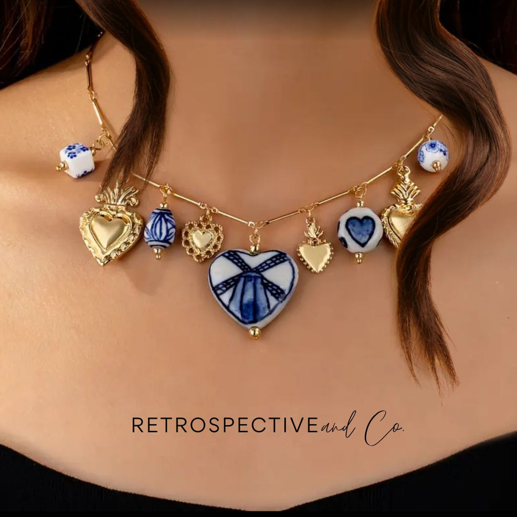 Cermaic Heart Charm Necklce