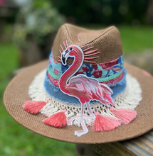 Load image into Gallery viewer, Rosada blush flamingo Panama Hat [coffee]
