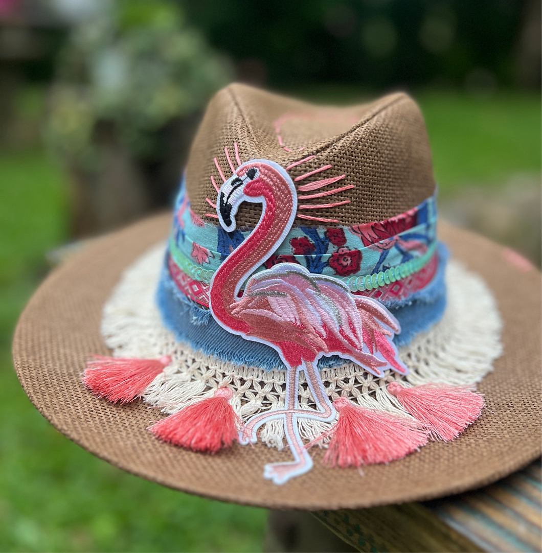 Rosada blush flamingo Panama Hat [coffee]