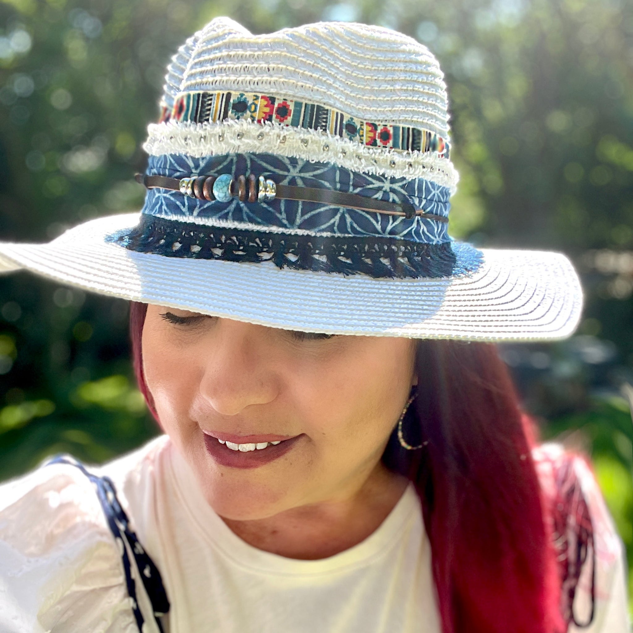 Boho White Weave Panama Hat Handmade Boho Panama Hat – Lightweight Bohemian Straw Hat  main image 4