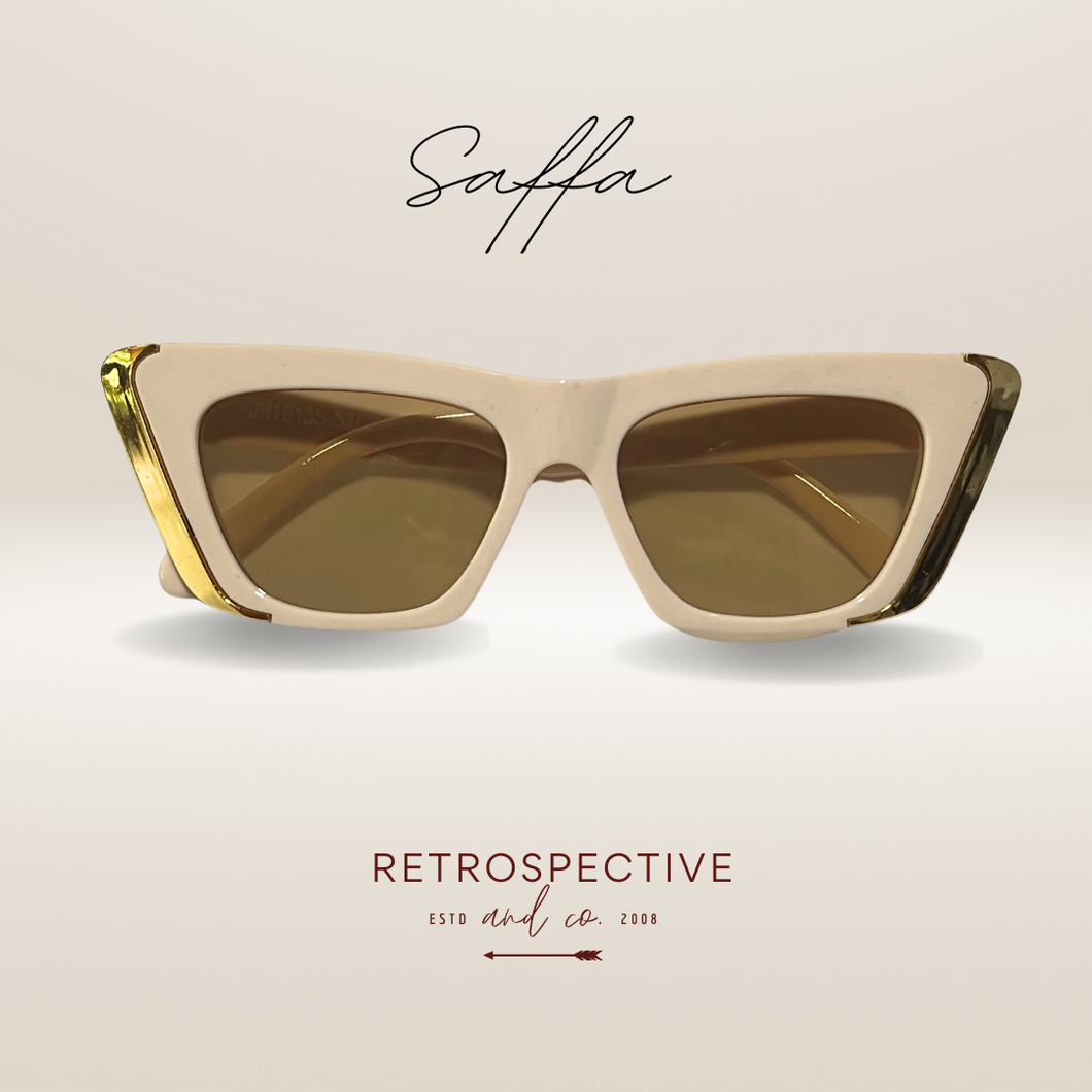 Saffa Narrow Cat Eye Sunglasses [cream/gold)