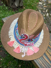 Load image into Gallery viewer, Rosada blush flamingo Panama Hat [coffee]
