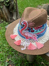 Load image into Gallery viewer, Rosada blush flamingo Panama Hat [coffee]
