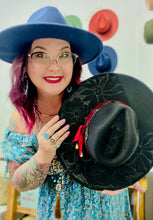 Load image into Gallery viewer, Rose senorita botanical Wide Brim Fedora with tar drop top [Black]
