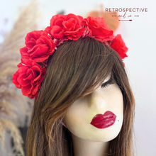 Load image into Gallery viewer, Red Rose Flower Crown
