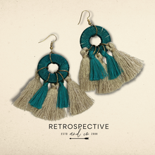 Load image into Gallery viewer, Caribbean tassel earrings [teal/stone]
