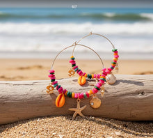 Load image into Gallery viewer, Hoop Beach Beaded Drop earrings [multi]
