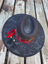 Load image into Gallery viewer, Rose senorita botanical Wide Brim Fedora with tar drop top [Black]
