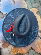Load image into Gallery viewer, Rose senorita botanical Wide Brim Fedora with tar drop top [Black]
