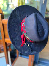 Load image into Gallery viewer, Rose senorita botanical Wide Brim Fedora with tar drop top [Black]
