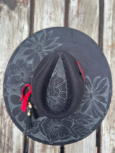 Load image into Gallery viewer, Rose senorita botanical Wide Brim Fedora with tar drop top [Black]
