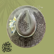 Load image into Gallery viewer, Succulent Desert Garden &amp; Buffalo skull Fedora [Grey]

