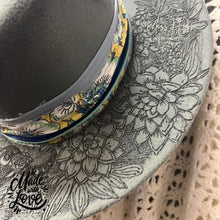Load image into Gallery viewer, Succulent Desert Garden &amp; Buffalo skull Fedora [Grey]
