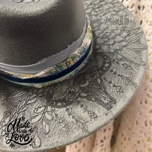 Load image into Gallery viewer, Succulent Desert Garden &amp; Buffalo skull Fedora [Grey]
