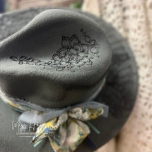Load image into Gallery viewer, Succulent Desert Garden &amp; Buffalo skull Fedora [Grey]
