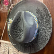 Load image into Gallery viewer, Succulent Desert Garden &amp; Buffalo skull Fedora [Grey]
