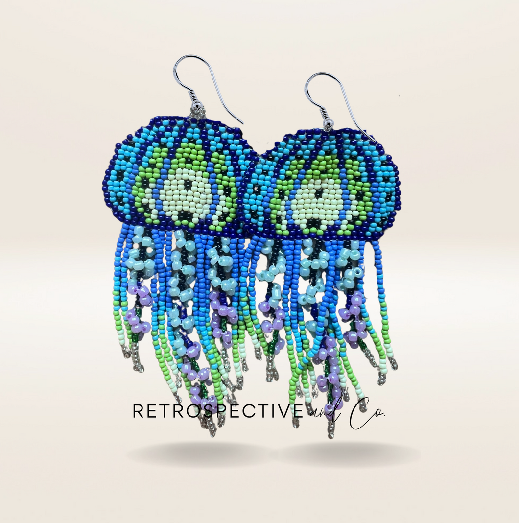 Jelly Fish Drop earrings [Blues]