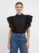 Load image into Gallery viewer, Paige Ruffle Blouse [Black] XLarge
