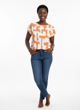 Load image into Gallery viewer, Rune Abstract Print Boxy Blouse [coral/white] XLARGE
