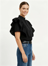 Load image into Gallery viewer, Paige Ruffle Blouse [Black] XLarge
