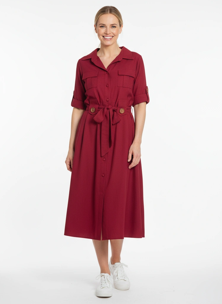Sienna A Line Shirt Dress [deep red] XLarge