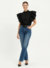 Load image into Gallery viewer, Paige Ruffle Blouse [Black] XLarge
