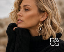 Load image into Gallery viewer, Moth and Moon drop earrings [gold]
