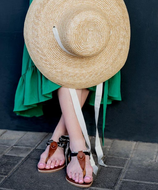 Leather Sandals with scarf ties [natural]